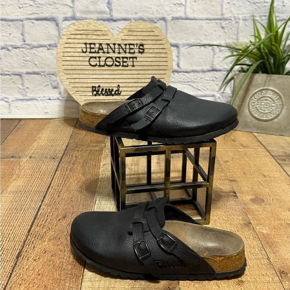 Birkenstock Birkis US L 7 M 5 Black Pebbled Camden Close Toe Clog Mule buckle